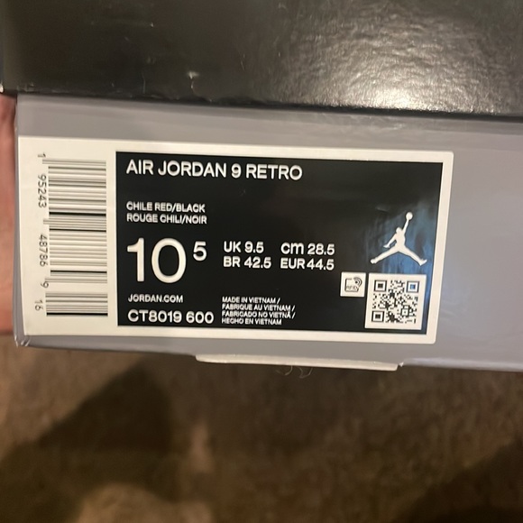 Brand new in box aloe jordan 9 retro red men’s size 10.5 main image 6